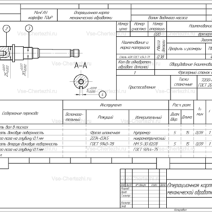Операционная карта механической обработки валика водяного насоса